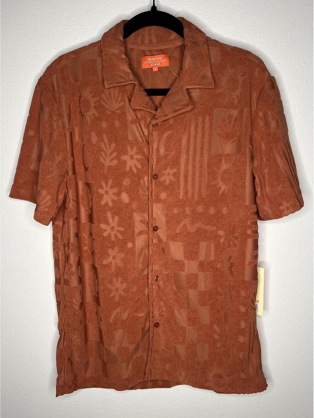 NWT Negative Space Men's Rust/Terry Cloth Button Down Shirt Size Small